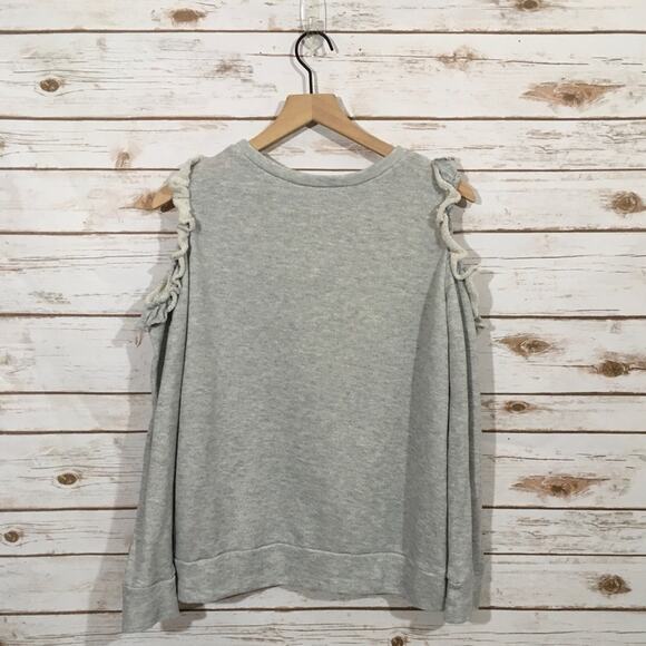 Caslon Ruffle Trim Cold Shoulder Sweatshirt - Gray - Small - Picture 9 of 16